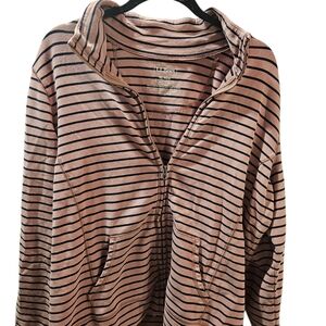 L.L. Bean Mauve and Black Striped Hoodie